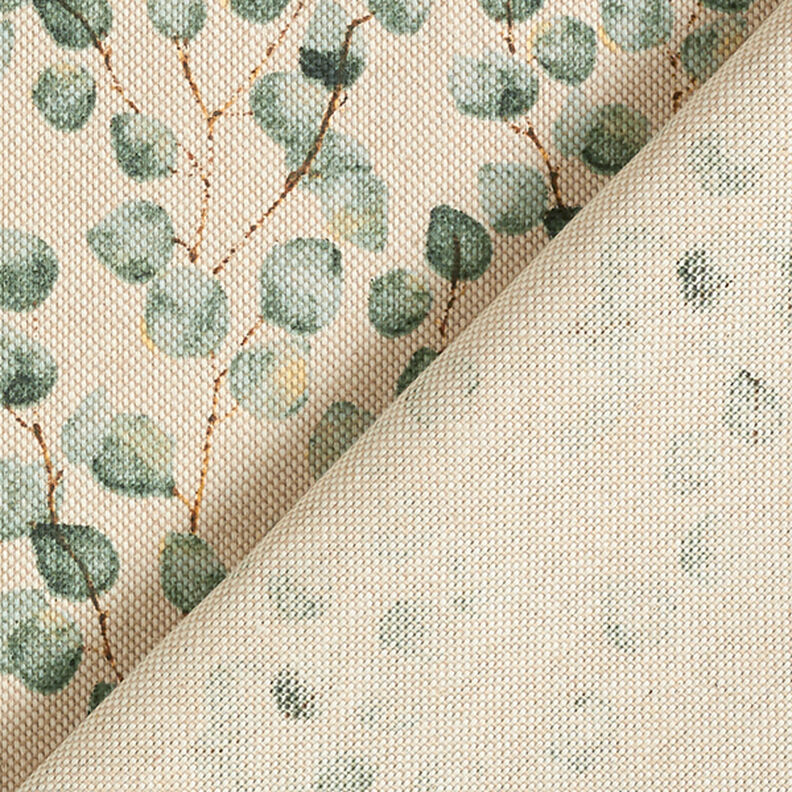 Tkanina dekoracyjna half panama, mini eukaliptus – zieleń trzcinowa/naturalny,  image number 4
