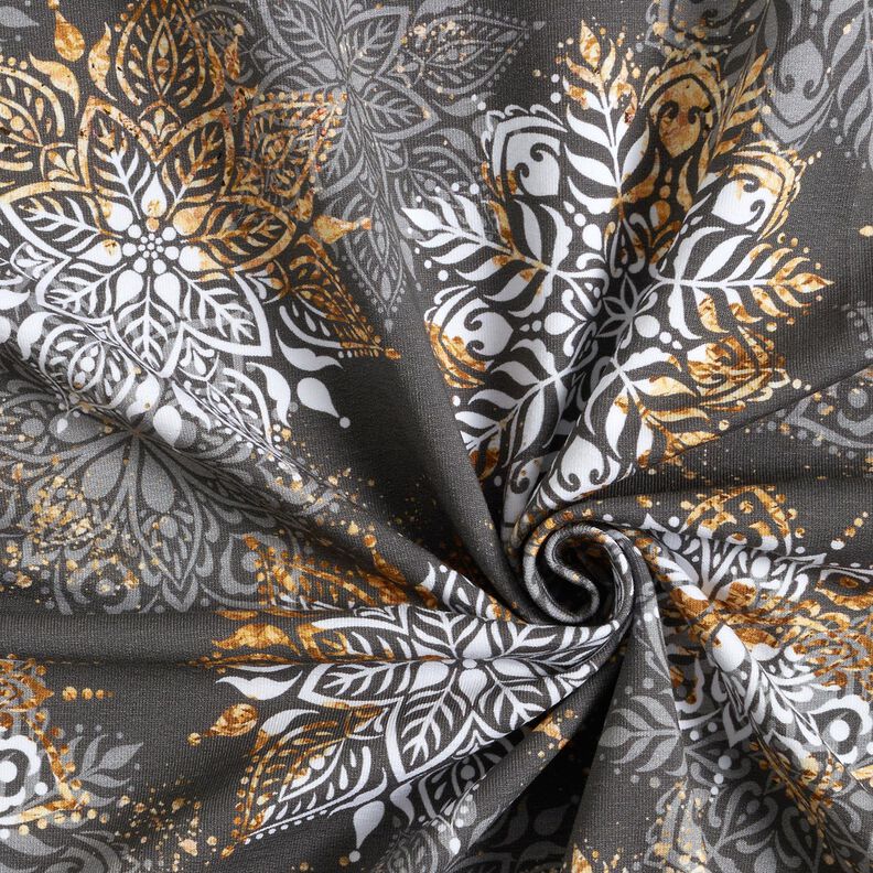 French Terry magicnza zimowa mandala | Glitzerpüppi  – stare srebro/stare złoto,  image number 3