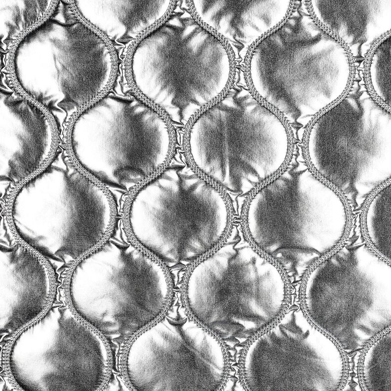 Tkanina pikowana linie serpentynowe – srebrny metaliczny, image number 1