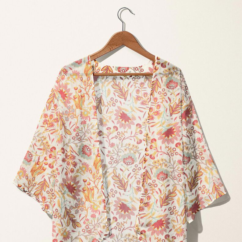 Mieszanka z wiskozą kwiaty retro – kość słoniowa/jasny jagodowy, image number 5