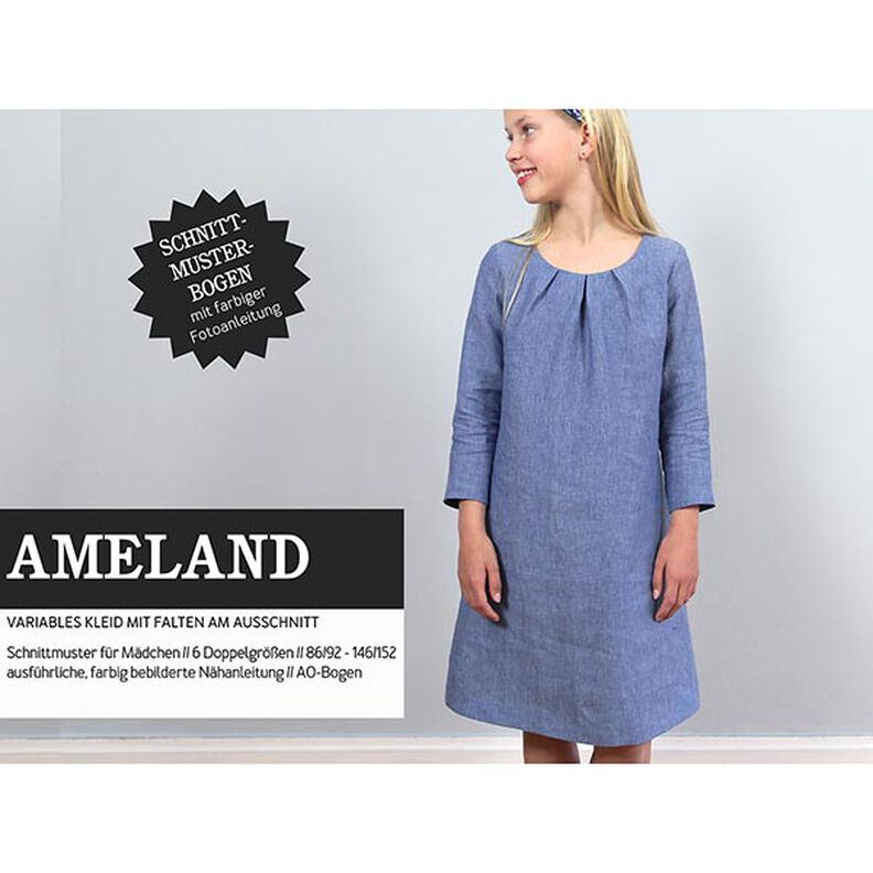AMELAND sukienka z zakładkami przy dekolcie | Studio Przycięcie na wymiar | 86-152,  image number 1