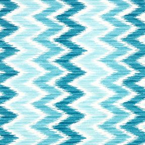 Bawełna powlekana – nadruk ikat – turkus/biel, 