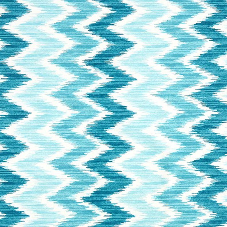 Bawełna powlekana – nadruk ikat – turkus/biel,  image number 1