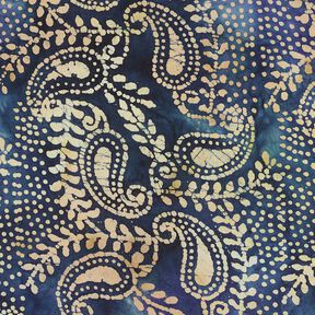 Delikatny batyst bawełniany Batik Paisley – niebieski oceaniczny/piasek, 