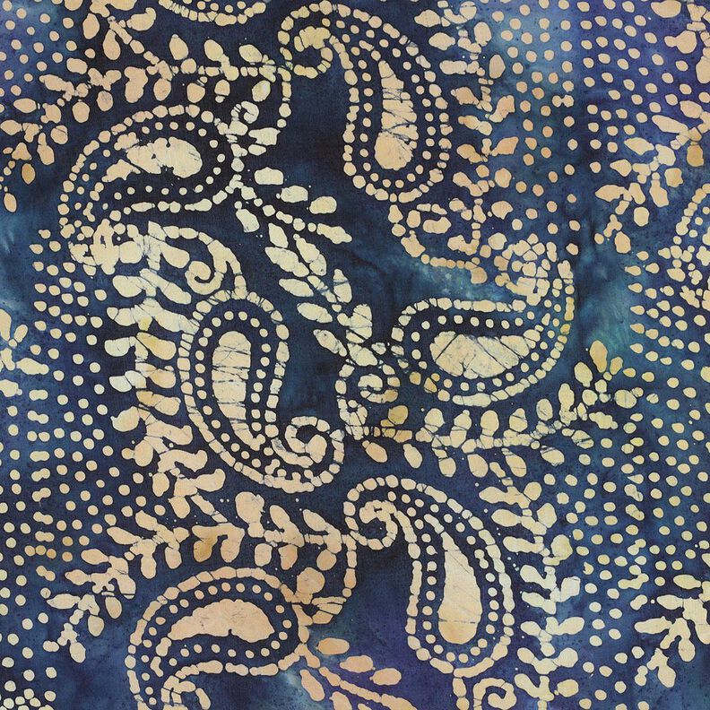 Delikatny batyst bawełniany Batik Paisley – niebieski oceaniczny/piasek,  image number 1