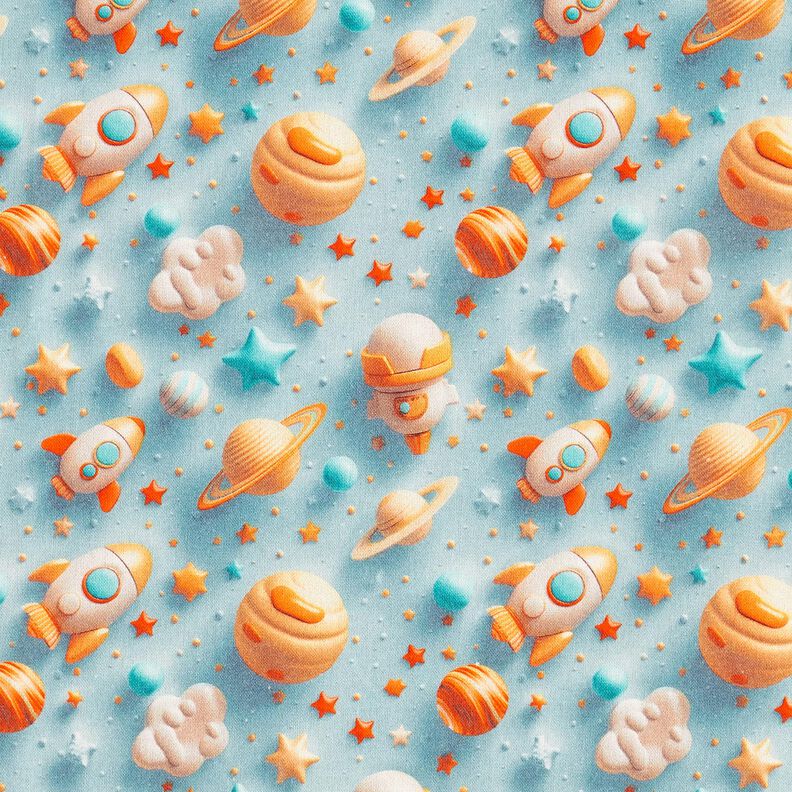 Popelina bawełniana wszechświat nadruk cyfrowy – jasnoniebieski,  image number 1