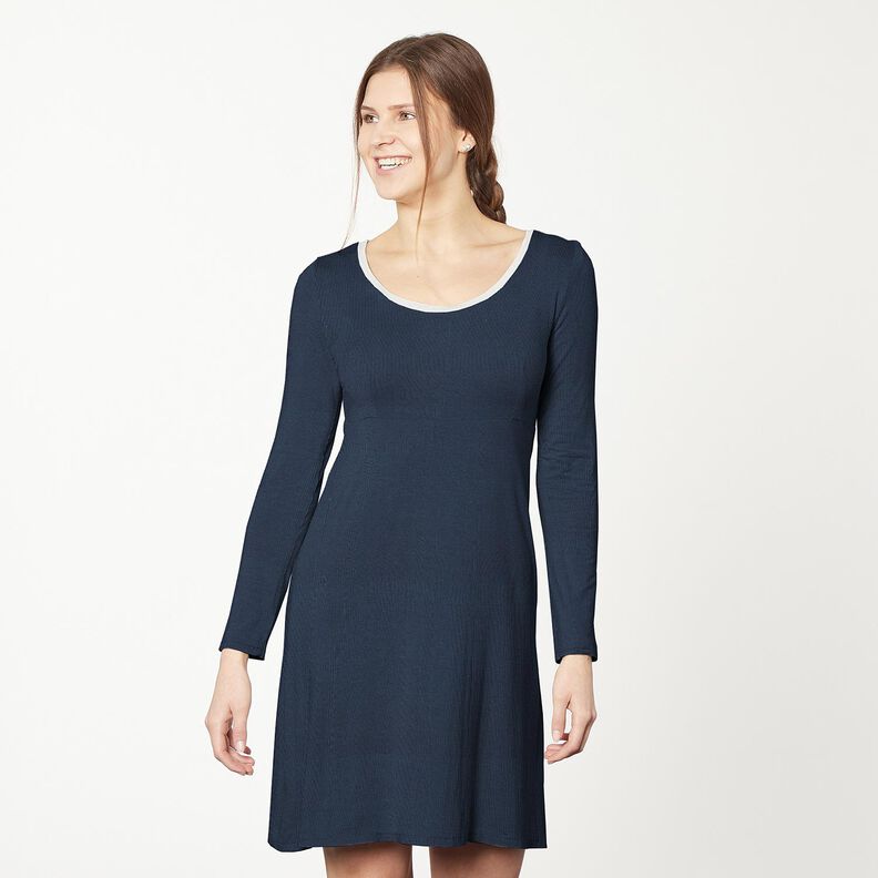 Dżersej prążkowany drobne prążki 2-1-1-1 &ndash; ciemnogranatowy,  image number 7