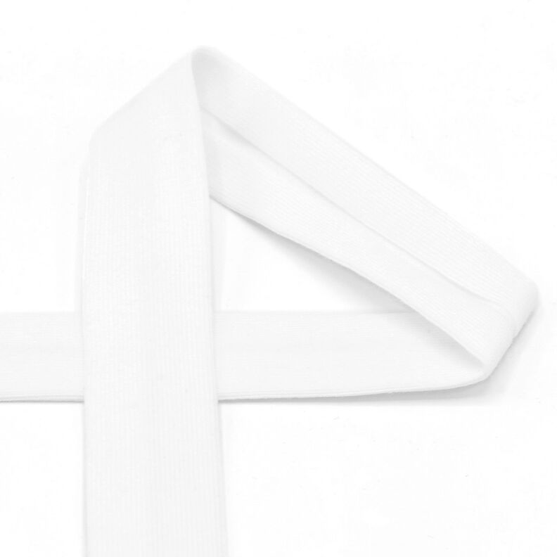 Taśma skośna Dżersej bawełniany [20 mm] – biel,  image number 1