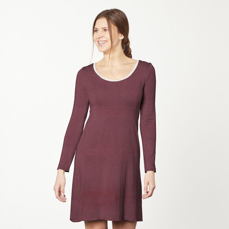 Dżersej prążkowany drobne prążki 2-1-1-1 – bakłażan,  image number 7