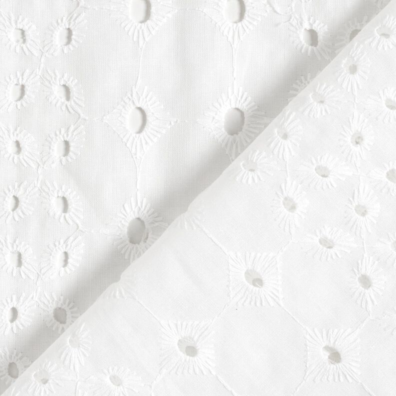 Tkanina bawełniana z haftem dzierganym i ornamentami – biel,  image number 4