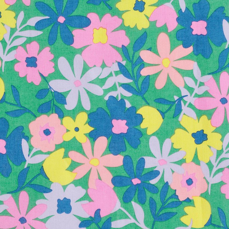 Bawełna powlekana pastelowe kwiaty | Poppy Fabrics – trawiasta zieleń/róż, image number 7