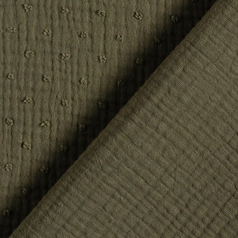 Muślin / Tkanina double crinkle dobby – khaki,  image number 4