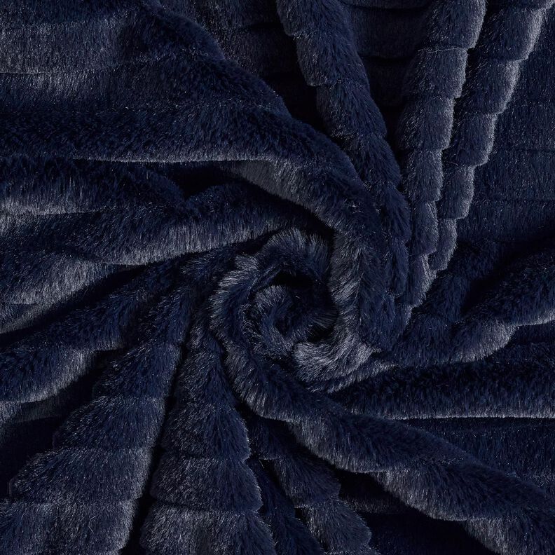 Sztuczne futro w szerokie poziome paski – ciemnogranatowy,  image number 3