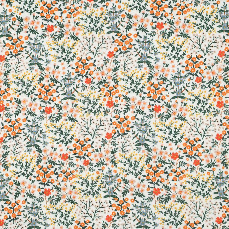 Muślin / Tkanina double crinkle ukwiecona łąka nadruk cyfrowy | Poppy Fabrics – mleczna, image number 1