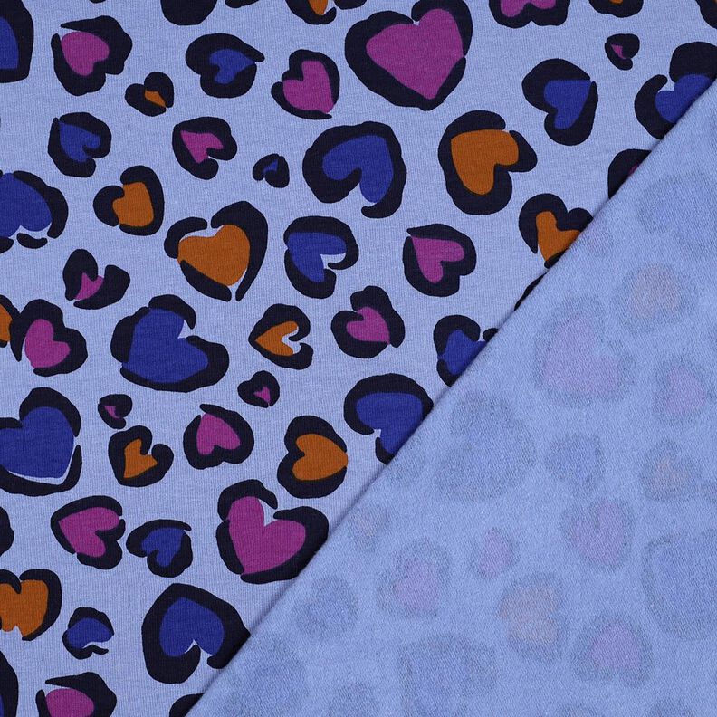 Dzianina dresowa drapana kolorowe serca | Poppy Fabrics – stalowoniebieski,  image number 4