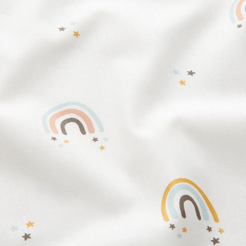 Popelina bawełniana tęczowy gwiezdny deszcz – kość słoniowa,  image number 2