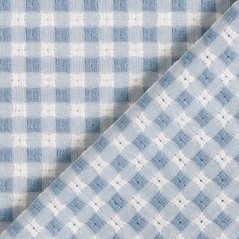 Tkanina bawełniana ze strukturą w kratkę – biel/jasnoniebieski,  image number 5