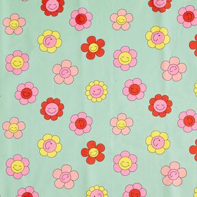 Bawełna powlekana wesołe kwiaty | Poppy Fabrics – miętowy/cytrynowy, 