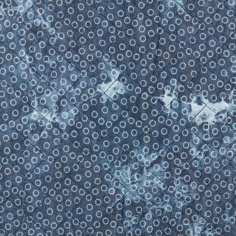 Tkanina pikowana chambray w batikowe kwiaty – dżins,  image number 6