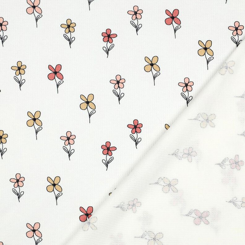 Dżersej wafel kwiaty | Poppy Fabrics – kość słoniowa/brzoskwinia,  image number 4