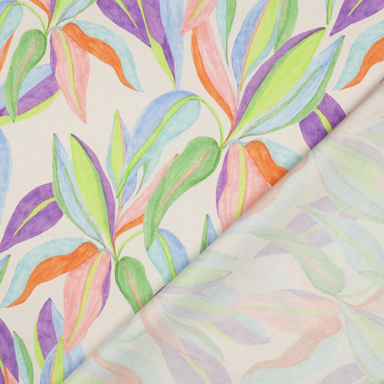 Satyna bawełniana nadruk cyfrowy w liście | Poppy Fabrics – krem/jasna zieleń,  image number 4