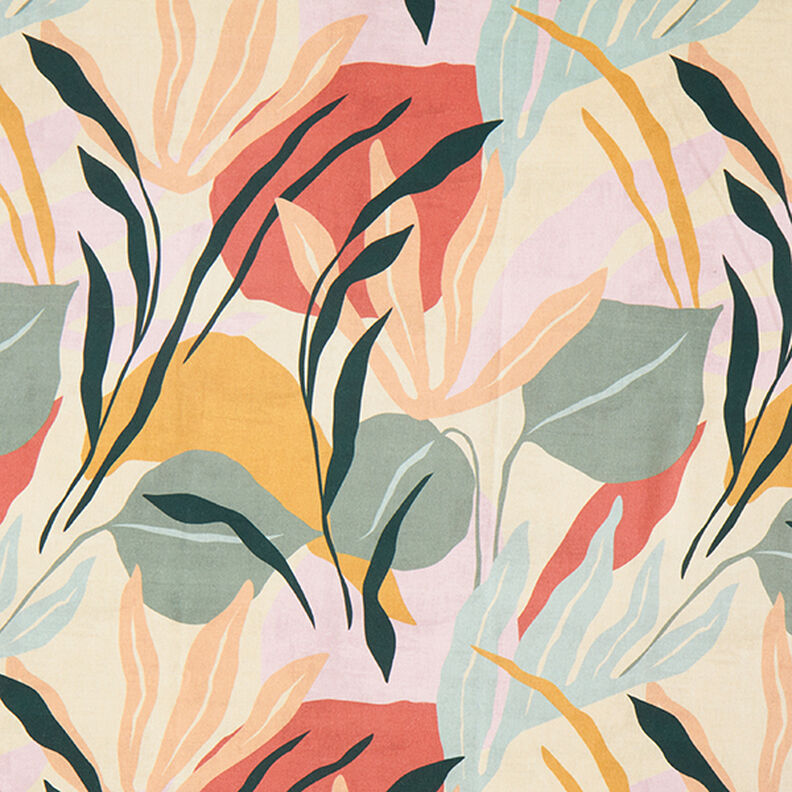 Tkanin dekoracyjna Half panama abstrakcyjne rośliny – naturalny/jasny miętowy,  image number 1