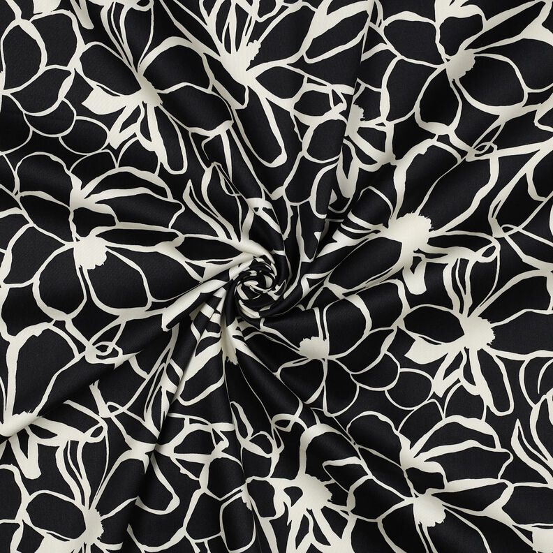 Satyna bawełniana Magnolia | Nerida Hansen – czerń/mleczna biel,  image number 3