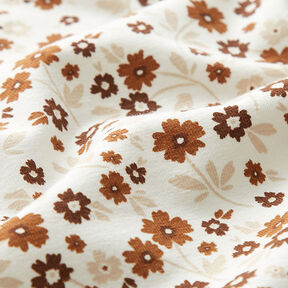 Dżersej bawełniany kwiaty na łące  – mleczna biel, 