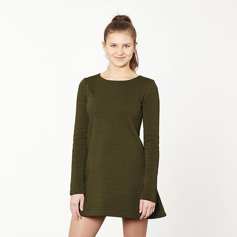 Dżersej strukturalny w kwadraciki – khaki, image number 4