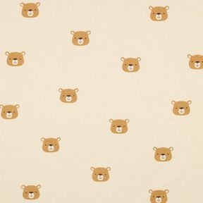 GOTS Dżersej bawełniany misie | Poppy Fabrics – mleczna biel/jasny brąz, 
