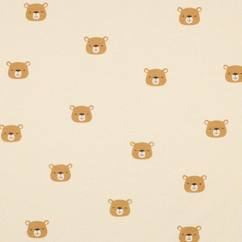 GOTS Dżersej bawełniany misie | Poppy Fabrics – mleczna biel/jasny brąz, image number 1