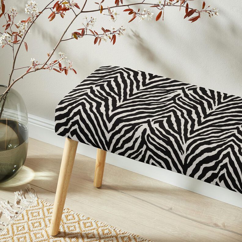 Tkanin dekoracyjna Żakard zebra – kość słoniowa/czerń,  image number 6