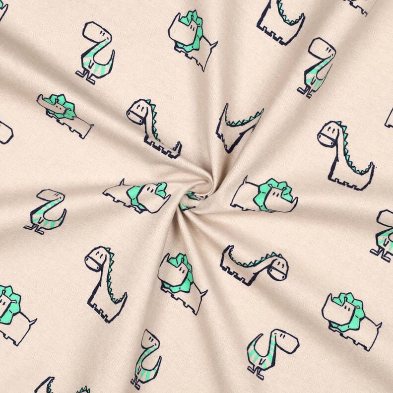 Flanela bawełniana łobuzerskie dinozaury | Poppy Fabrics – naturalny/szmaragdowy,  image number 3