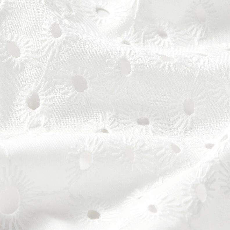 Tkanina bawełniana z haftem dzierganym i ornamentami – biel,  image number 2
