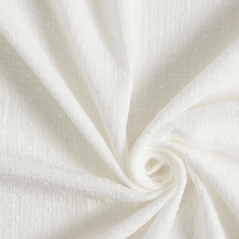 Muślin / Tkanina double crinkle dobby – mleczna biel,  image number 3