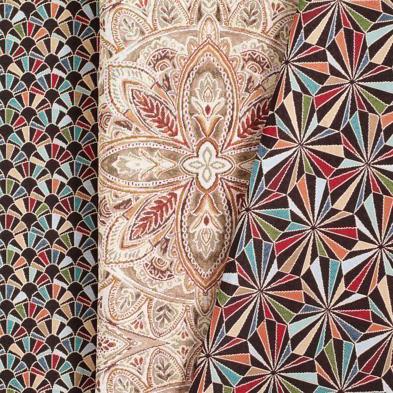 Tkanin dekoracyjna Gobelin delikatna mandala – mleczna biel/brąz,  image number 5