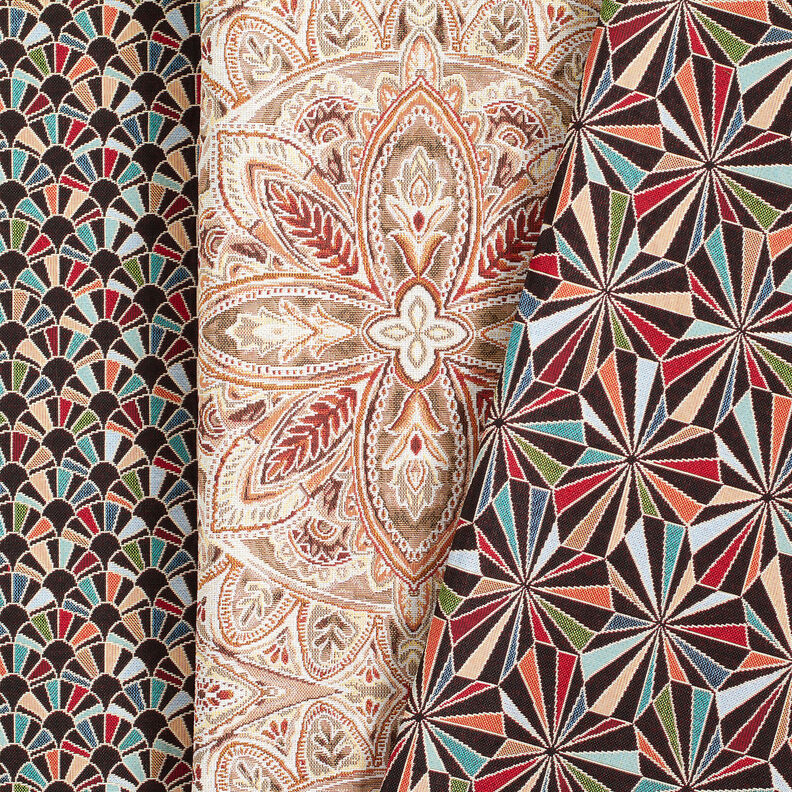 Tkanin dekoracyjna Gobelin delikatna mandala – mleczna biel/brąz, image number 5