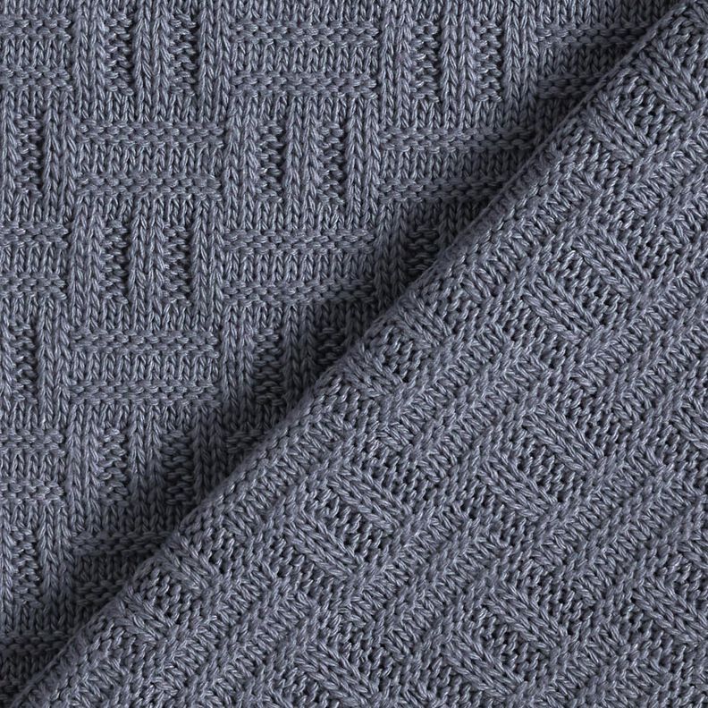 Dzianina swetrowa łamany wzór w prążki – szary błękit,  image number 4