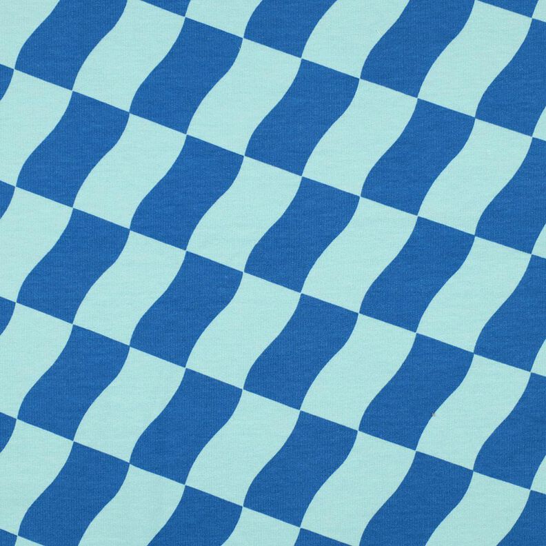 Dzianina dresowa w falowaną kratkę | Poppy Fabrics – błękit królewski/lodowy niebieski,  image number 1