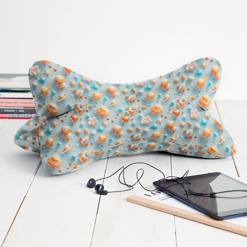 Popelina bawełniana wszechświat nadruk cyfrowy – jasnoniebieski,  image number 6