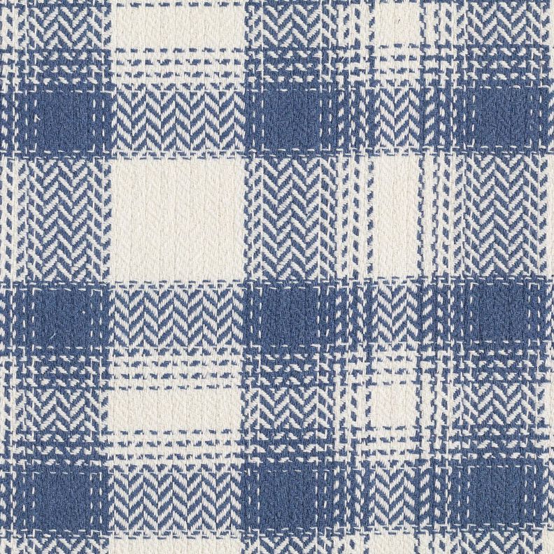 Tkanina płaszczowa Mieszanka bawełny w kratkę – szary błękit/kość słoniowa,  image number 1