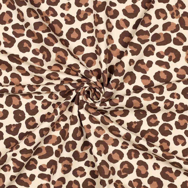 Dzianina dresowa drapana panterka | Poppy Fabrics – krem/ciemny brąz,  image number 3