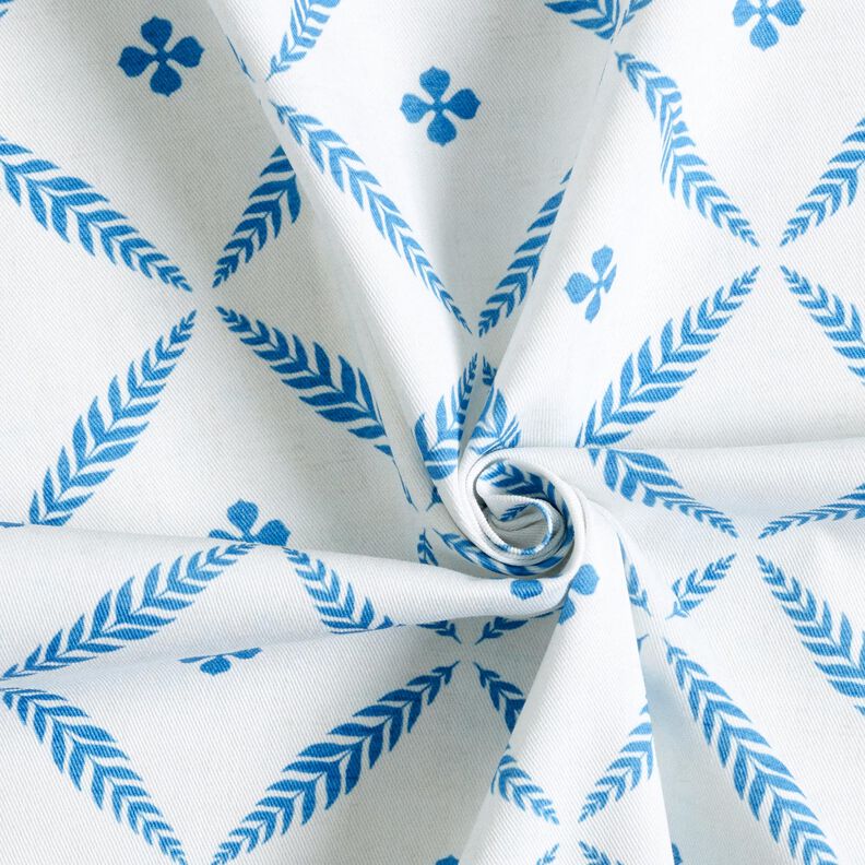 Tkanin dekoracyjna Diagonal bawełniany eleganckie romby – biel/błękit,  image number 3