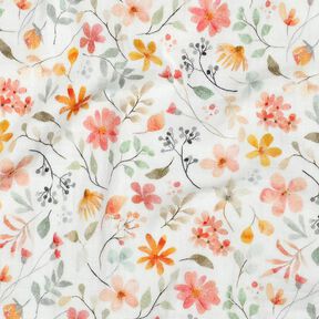 Muślin / Tkanina double crinkle kolorowa łąka kwietna nadruk cyfrowy | Poppy Fabrics – kość, 