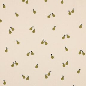 GOTS Dżersej bawełniany gruszki | Poppy Fabrics – jasnobeżowy/jasna oliwka, 