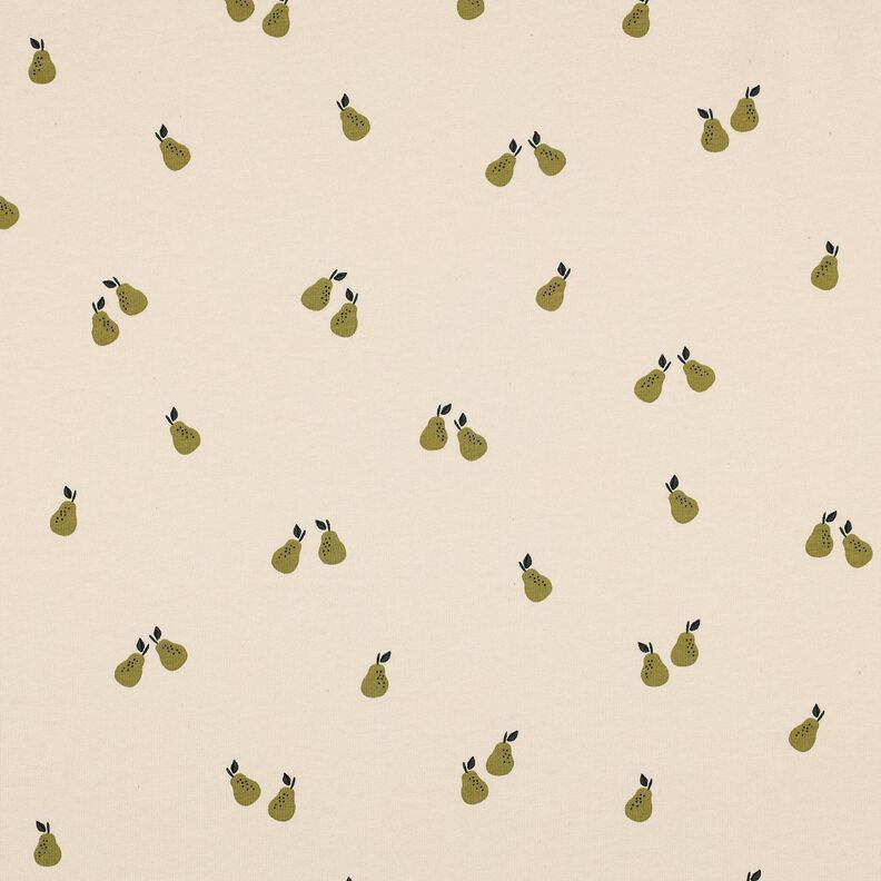 GOTS Dżersej bawełniany gruszki | Poppy Fabrics – jasnobeżowy/jasna oliwka,  image number 1