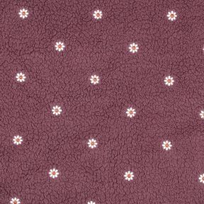 Puszysty plusz haftowane kwiatuszki | Poppy Fabrics – ciemny brudny róż, 