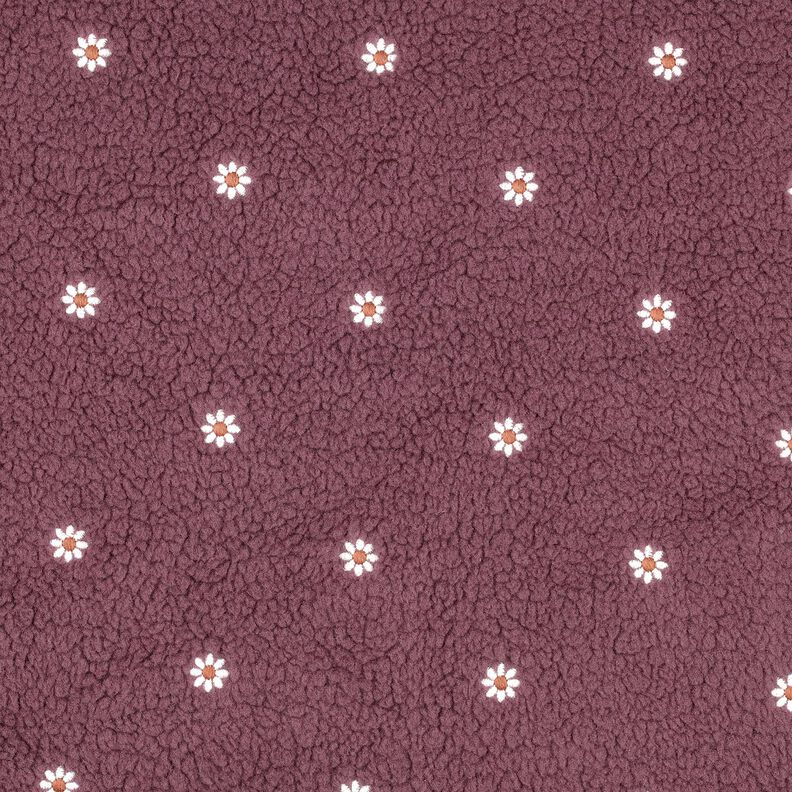 Puszysty plusz haftowane kwiatuszki | Poppy Fabrics – ciemny brudny róż,  image number 1