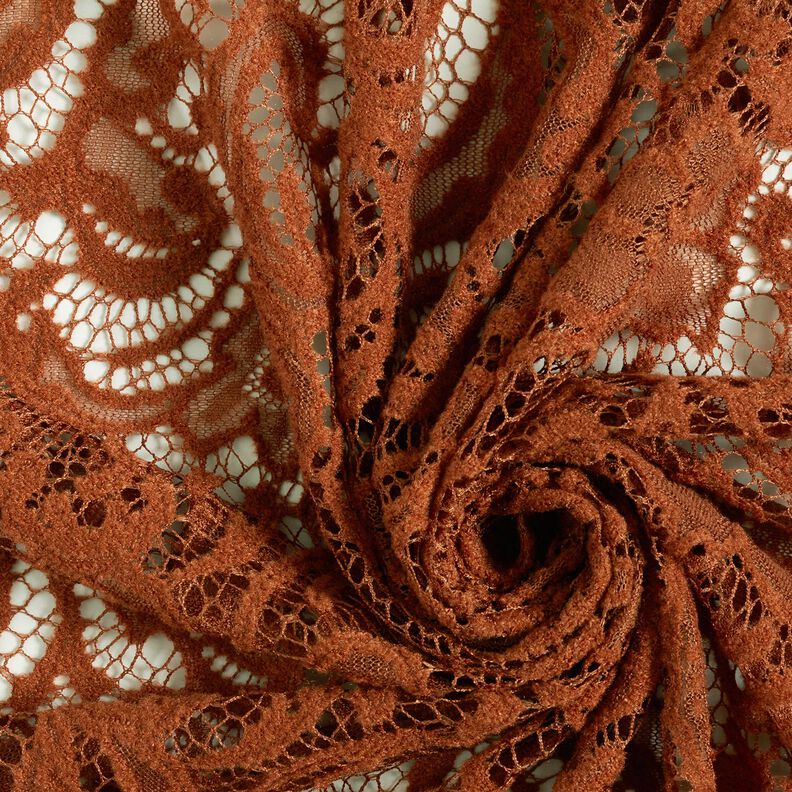 Koronka bouclé w kwiaty – miedź,  image number 3