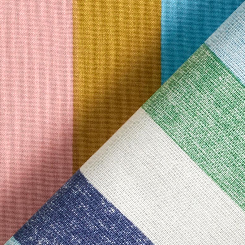 Popelina bawełniana Paski – błękit/zieleń, image number 4